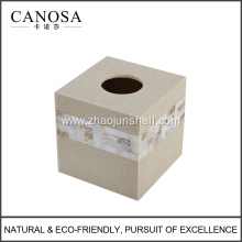 Sandstone Resin Tissue Paper Box with Shell Mosaic